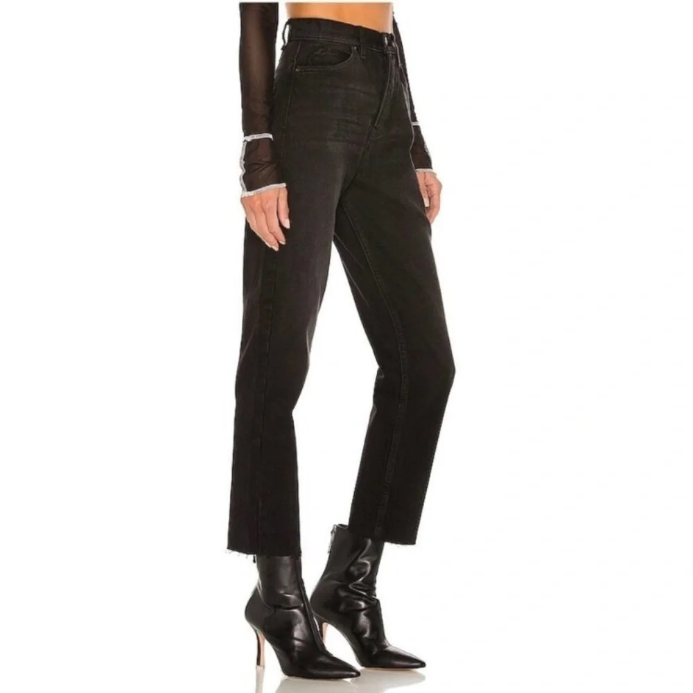 High-Waist Straight Leg Black Jeans - Picture 2 of 10